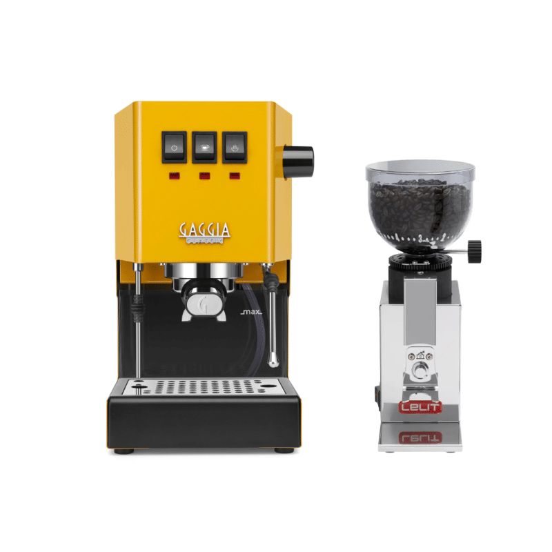 Gaggia Classic Evo Pro E24 Gelb + Lelit Fred PL043MMI