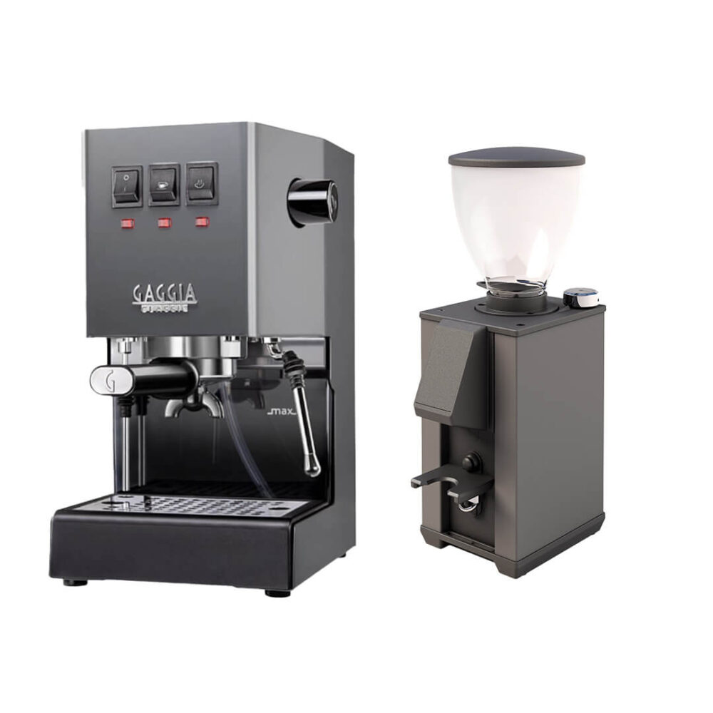 Gaggia Classic Evo Pro E24 Grau und Macap Leo 55 Easy Schwarz