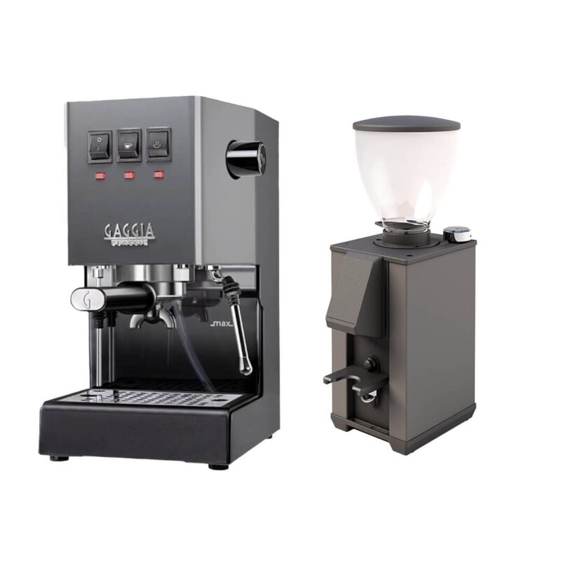 Gaggia Classic Evo Pro E24 Grau und Macap Leo 55 Easy Schwarz