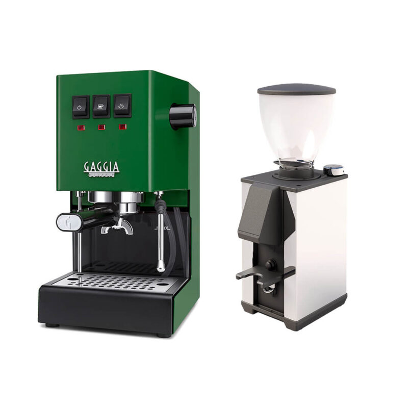 Gaggia Classic Evo Pro E24 Grün und Macap Leo 55 Easy Chrom